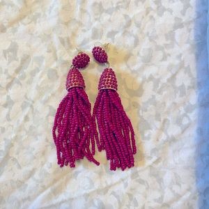 Pink Beaded Tassel Earrings